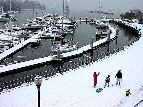 Skiiing on the Seawall